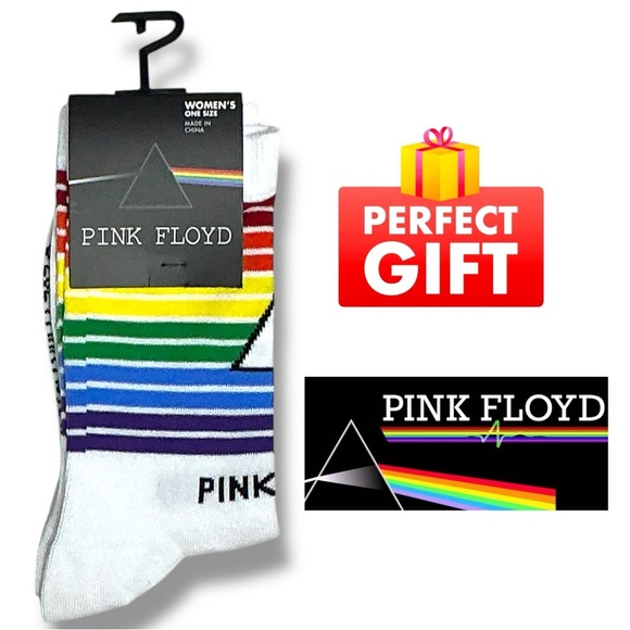 Pink Floyd Womens Crew Socks Rainbow Striped One Size NEW - Picture 16 of 16